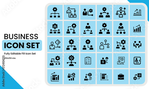 Business Icon Set, Business Set Icon Vector Outline and Fill, For Computer and Mobile