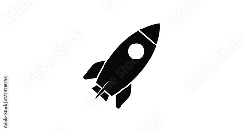 A sleek black rocket ship design with fiery exhaust a bold silhouette