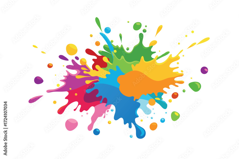 Fototapeta premium Colorful paint splash vector background, multicolor liquid design