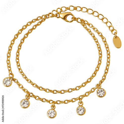 Wallpaper Mural Elegant Gold Chain Bracelet with Dazzling Crystal Accents for Fashion Enthusiasts Torontodigital.ca