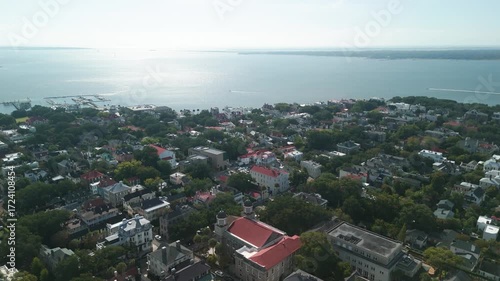 Charleston South Carolina city drone shot during the day