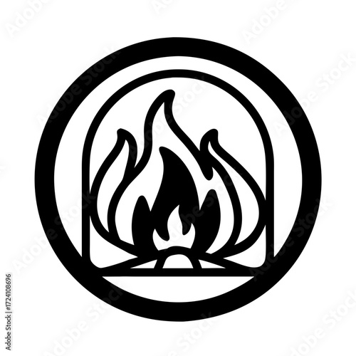 Circular fire flame icon.