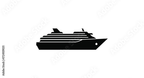 A striking black cruise ship design presented as a bold silhouette