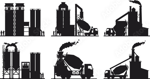 set of silhouettes of city buildings