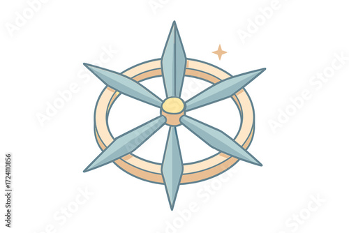 Minimal Compass Design. Isometric vector illustration set compass rose direction navigational: minimal compass rose design,