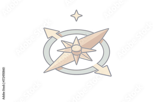 Minimal Compass Design. Isometric vector illustration set compass rose direction navigational: minimal compass rose design,
