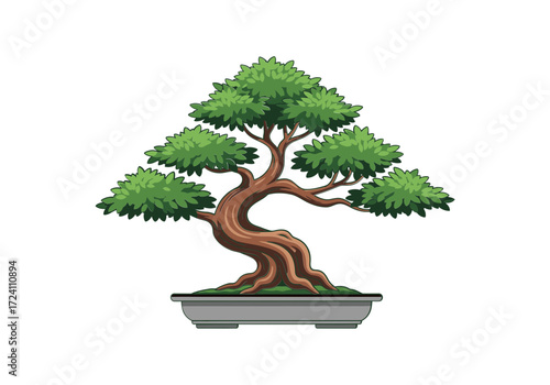 A meticulously crafted bonsai tree, , the art of miniaturization horticultural skill