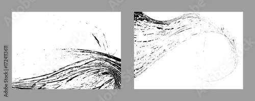 Strokes of black paint on a white background. Set of two templates. Graffiti element. Design template for the design of banners, posters, booklets, covers, magazines. EPS 10