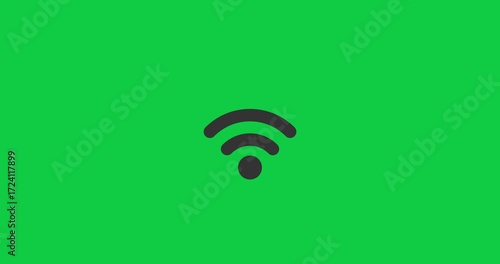 Wireless WiFi Signal Icon On Bright Green Background For Technology, Internet And Connectivity Concepts.