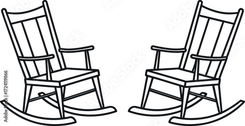 Line drawing of a wooden rocking chair