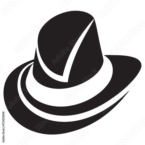 An abstract  hat silhouette with symmetrical curves silhouette.