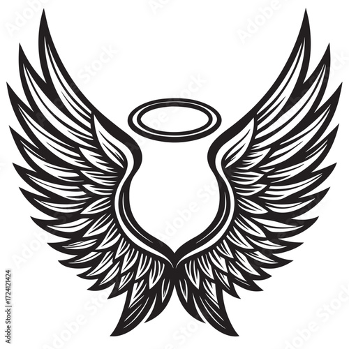 illustration of a pair of angel wings spread outwards