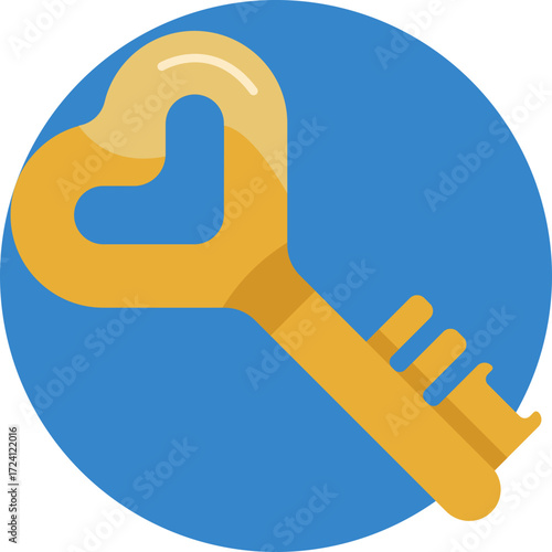A traditional metal key used to unlock doors and locks.