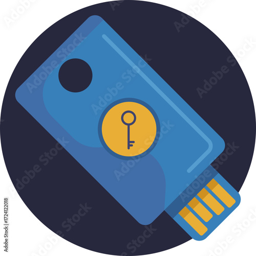 A USB stick-style security key used for two-factor authentication and digital access control.