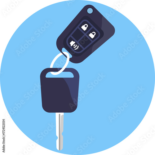 Vehicle key used to unlock and start a car.