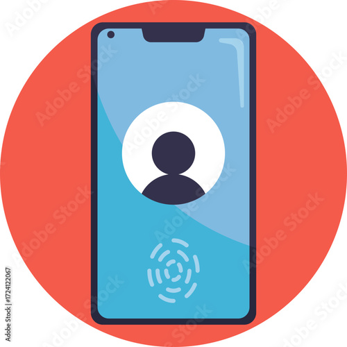 A digital lock icon representing biometric fingerprint access.