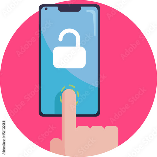Fingerprint unlock – Represents unlocking a device using a fingerprint sensor.