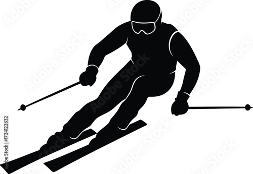 Silhouette of a skier in motion dynamic winter sports action shot silhouette