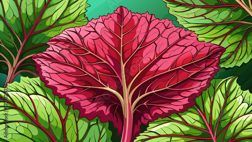
A very beautiful Sydney Australia, close-up of leaves of a giant red mustard plant