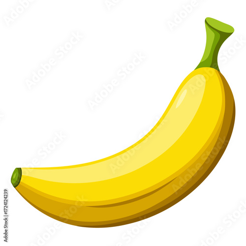 Illustration of a ripe yellow banana fruit, healthy eating, tropical fruit, banana nutrition facts