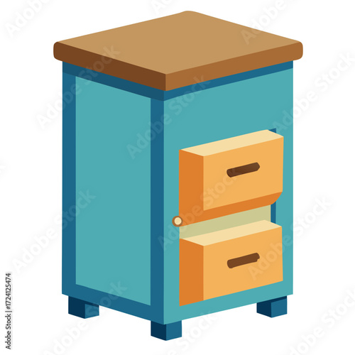 Isometric bedside table nightstand with drawers vector illustration furniture design element