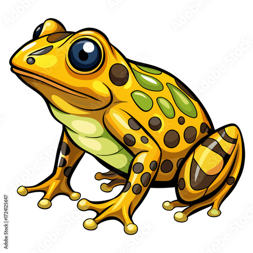 Download golden poison frog vector illustration, amphibian clip art, exotic frog image, frog art vector