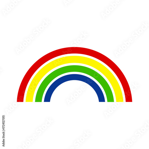 Vibrant rainbow arc with red yellow green and blue bands creating a cheerful and optimistic visual element