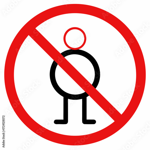 3d render of a man sign not allowed