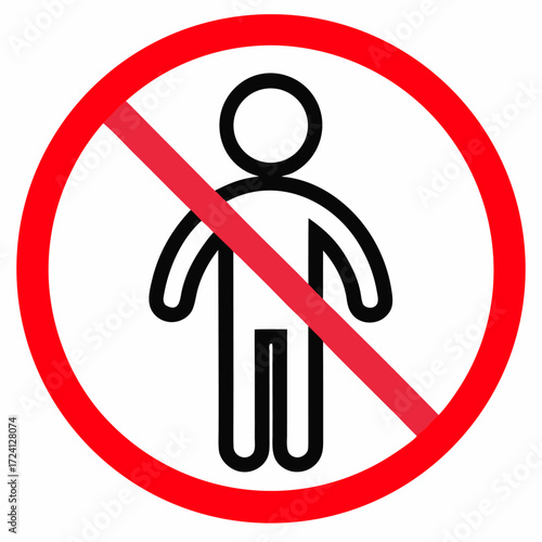 3d render of a man sign not allowed