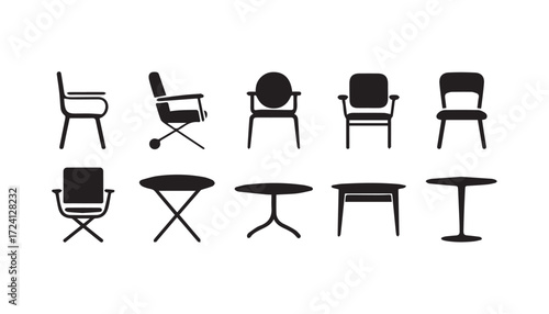 Collection of black silhouette chairs and tables