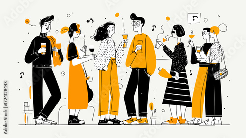 Young people socializing with drinks in a lively setting