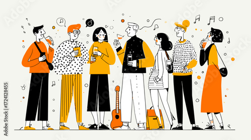Young people socializing with drinks in a lively setting
