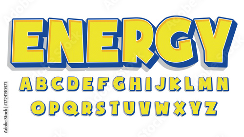 yellow and blue cartoon uppercase display isolated letters