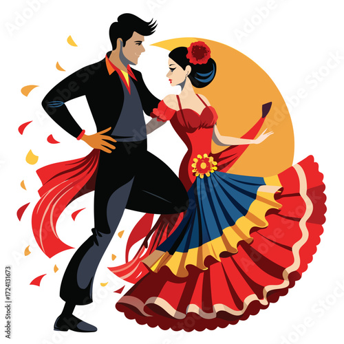 Passionate Couple Dancing Flamenco Spanish Dance Romance passionate couple dancing