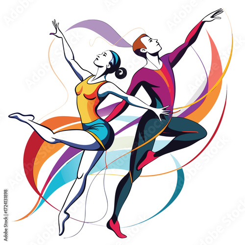 Artistic Gymnastics Dynamic Duo Graceful Movement Performance artistic gymnastics dynamic