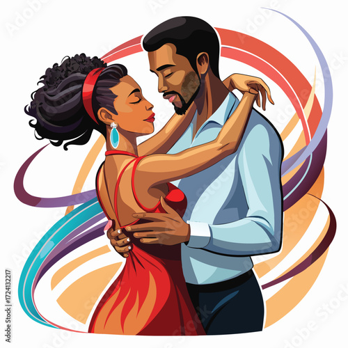 Romantic Couple Dancing Close Embrace Passionate Love Dance romantic couple