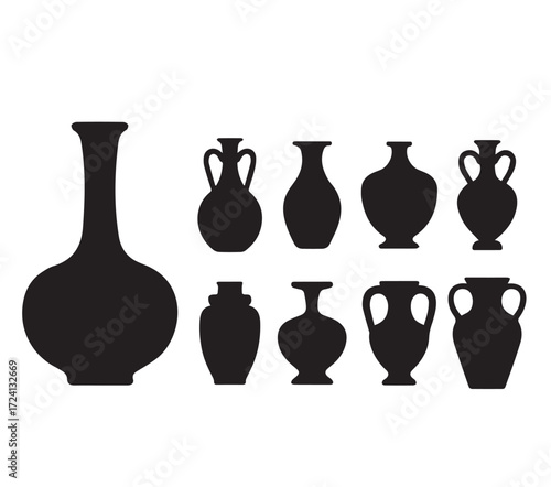 Collection of ancient greek pottery silhouettes