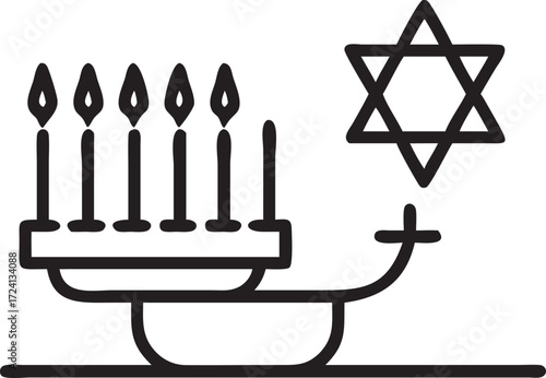 Hanukkah menorah and star of David illustration symbolizing Jewish celebration