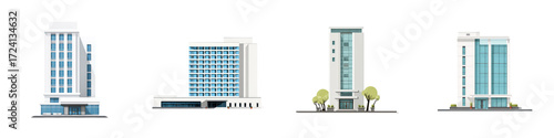 Modern Office Building Transparent 3D Icons