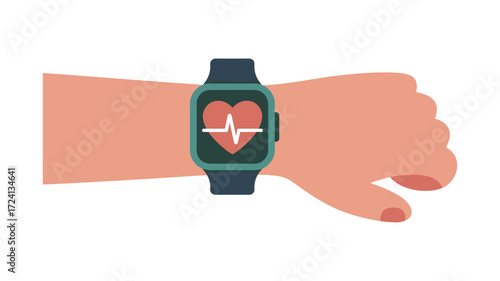 Smartwatch with Heart Rate Monitor – Fitness Tracker Wearable Technology Illustration
