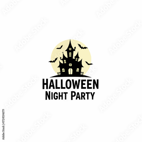 Halloween night party haunted house bats spooky season celebration october trick or treat event invitation 1031