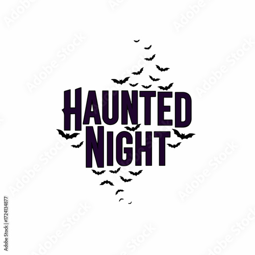 Haunted night bats halloween spooky dark scary october celebration fright horror creepy eerie frightful night