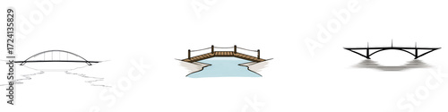 Modern Bridge Transparent 3D Icons