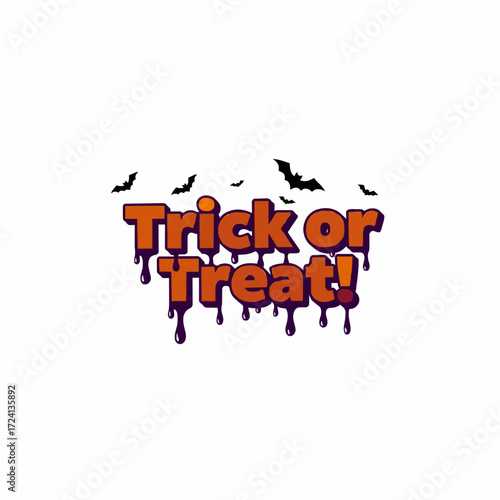 Trick or treat halloween bats spooky october holiday celebration party festive design illustration vector art