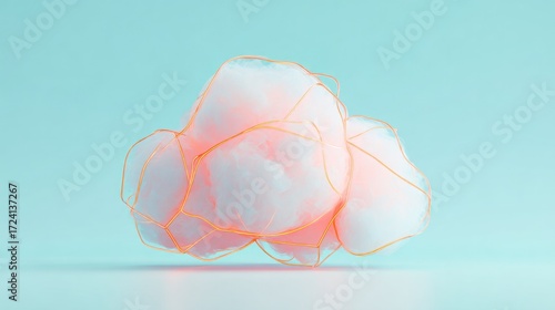 Soft, glowing cloud against serene backdrop, combining whimsy wi
