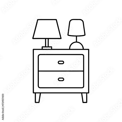 Nightstand with two lamps icon