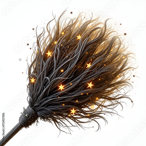 A broom with a bunch of stars on it