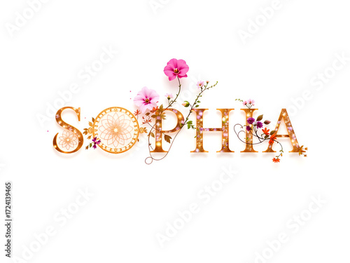 The word Sophia is written in a flowery font