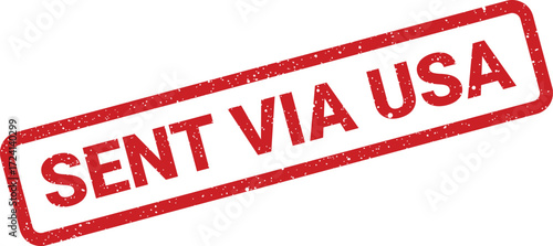 A red rubber stamp displays the text Sent Via USA at a diagonal angle