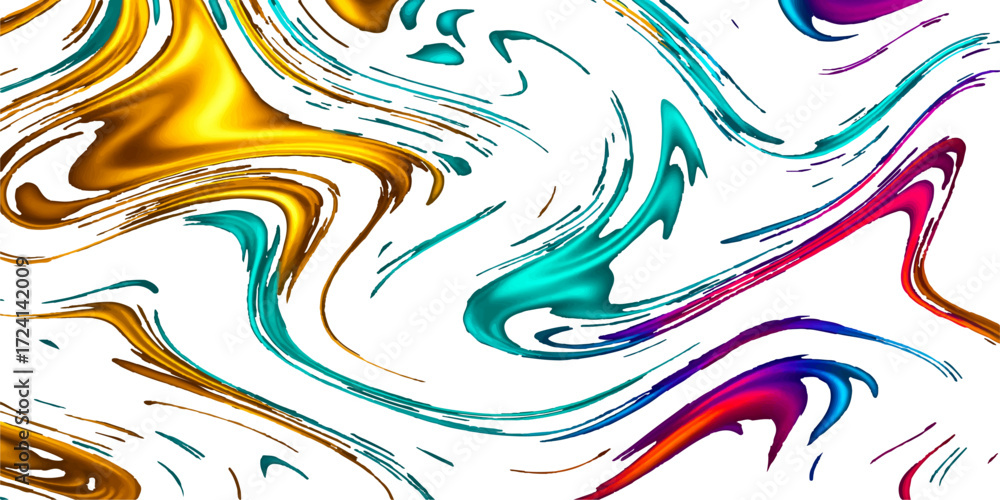 Obraz premium Abstract and colorful vector illustration with swirling blue waves, a seamless pattern of tribal art, and floral ornamentation